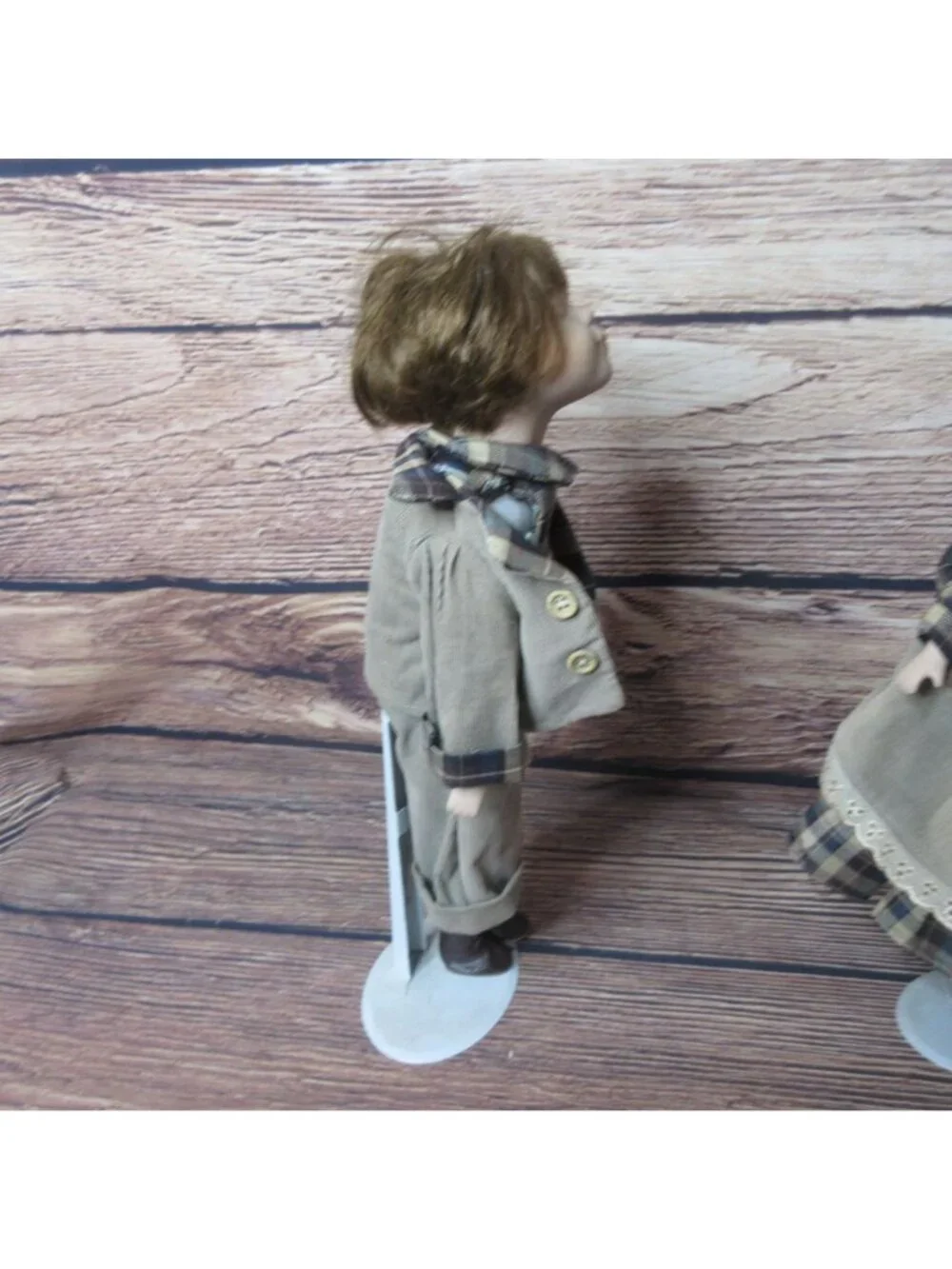Pair Unique Victorian Kissing Porcelain Dolls Boy & Girl 14